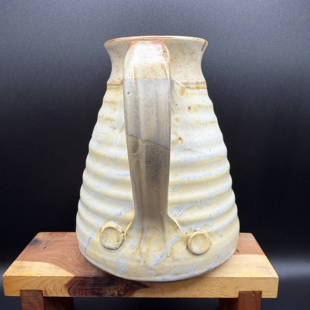 Vintage Handmade Studio Art Pottery Stoneware Beehive Pitcher Signed 7.5